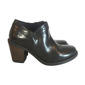 Earth  Womens 6 Heeled Black Leather Ankle Boots Side Zip Lina Austin